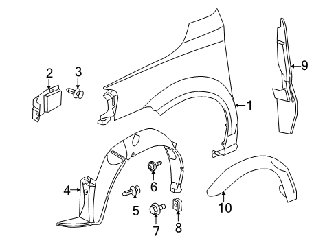 2006 Pontiac Montana Liner Assembly, Front Wheelhouse Diagram for 15247665