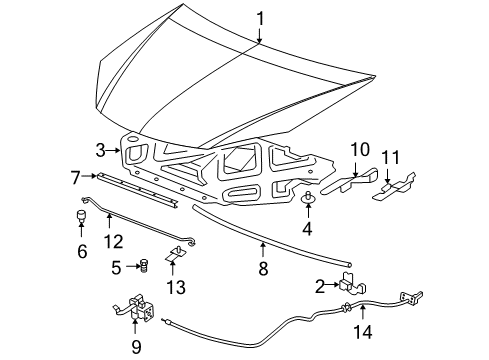 2008 Pontiac G6 Hood & Components, Exterior Trim Diagram