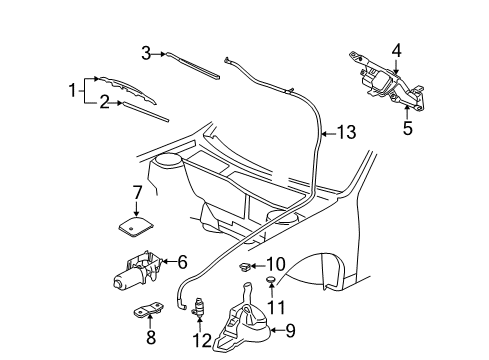 2004 Chevy Cavalier Wiper & Washer Components Diagram