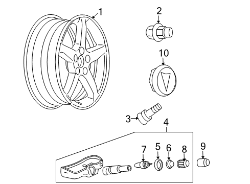 2008 Pontiac Solstice Valve,Tire Diagram for 15853316