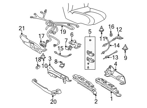 2001 Buick Century Harn Assembly, Wiring Seat Adjust & Lumbar 6-Way Hea Diagram for 12173255