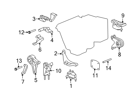 2007 Saturn Aura Engine & Trans Mounting Diagram