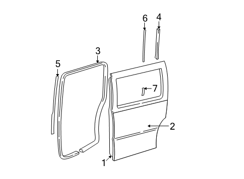 2004 Chevy Venture Side Loading Door - Door & Components Diagram