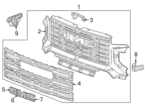 2023 GMC Canyon Grille & Components Diagram