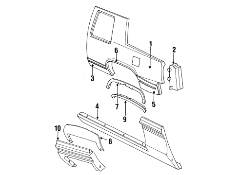 1993 Cadillac DeVille Roof Side Panel Emblem Assembly Diagram for 25615640