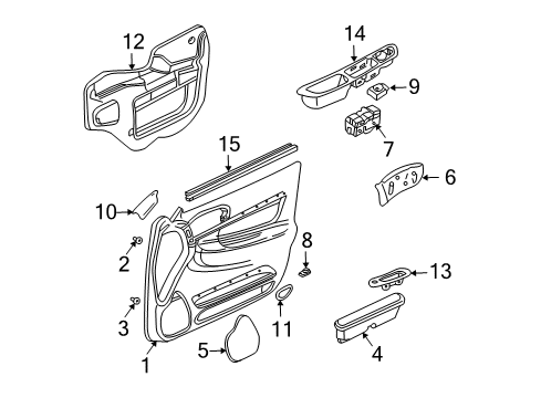 2002 Chevy Impala Sealing Strip Assembly, Front Side Door Window Inner *Black Diagram for 10447694