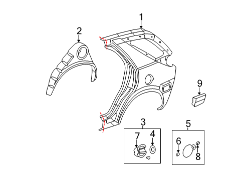 2006 Buick Rendezvous Quarter Panel & Components Diagram