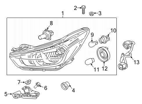 2021 Chevy Spark Bracket, Headlamp Upper Diagram for 42475608