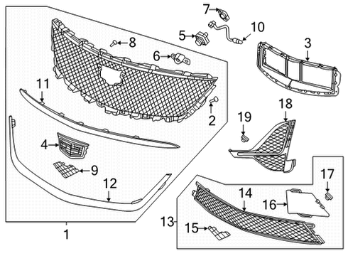 2021 Cadillac CT5 Grille & Components Diagram 6 - Thumbnail