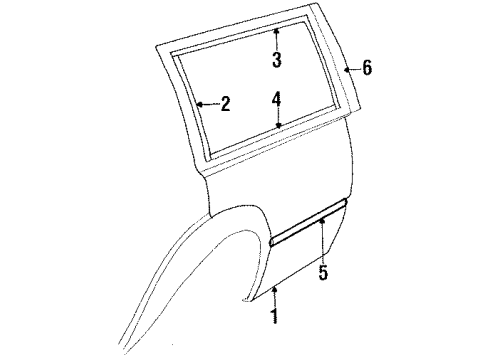 1991 Chevy Cavalier Molding Assembly, Reveal Quarter Window Lower *Black Diagram for 22550572