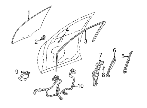 2002 Cadillac DeVille Weatherstrip Assembly, Front Side Door Window Diagram for 25727242