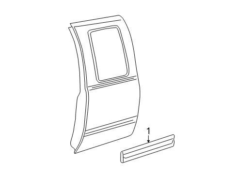 2004 GMC Sierra 3500 Molding Assembly, Rear Side Door *Black Diagram for 15085465