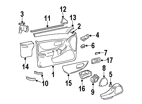 2002 Oldsmobile Intrigue Plate Assembly, Front Side Door Armrest Switch Mount <Use 1C5L*Medium Pewter Diagram for 10418114