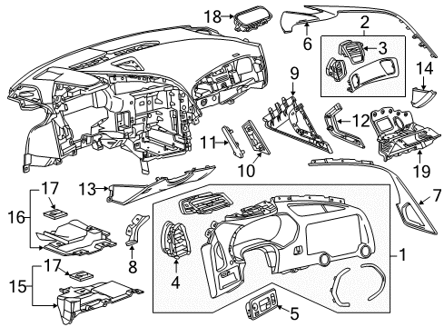 2019 Chevy Corvette Pad Assembly, I/P Tr *Black Diagram for 84614611