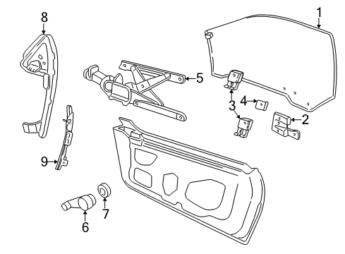 1995 Pontiac Sunfire Door - Glass & Hardware Diagram 1 - Thumbnail