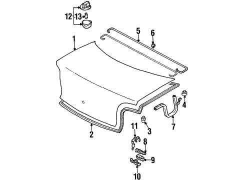 1999 Chevy Metro Weatherstrip,Rear Compartment Lid Diagram for 30014010