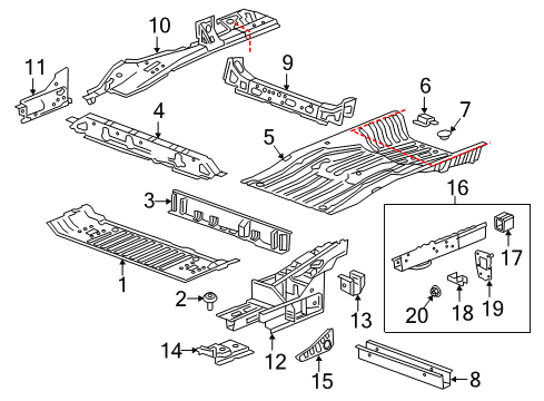 2021 Chevy Equinox Rear Floor & Rails Diagram