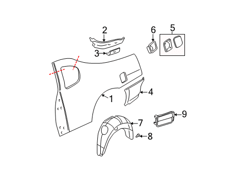 2002 Chevy Monte Carlo Quarter Panel & Components Diagram