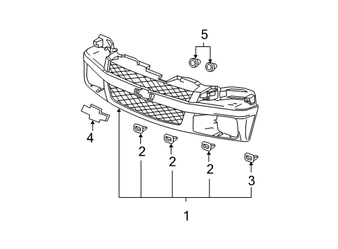 2004 Chevy Colorado Grille & Components Diagram 1 - Thumbnail