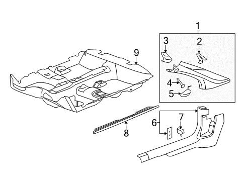 2010 Chevy Cobalt Retainer,Front Floor Panel Carpet *Gray L Diagram for 15262848