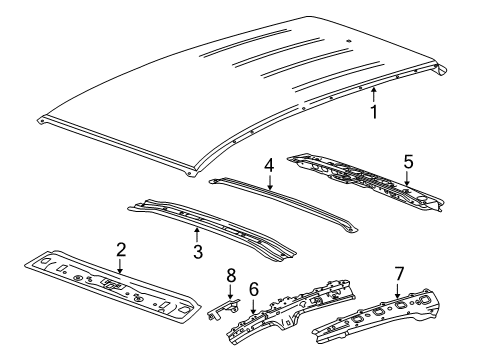 2021 Chevy Trax Panel Assembly, Roof Rear Header Diagram for 95138303