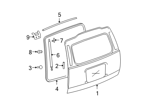 2010 Chevy Suburban 2500 Gate & Hardware Diagram