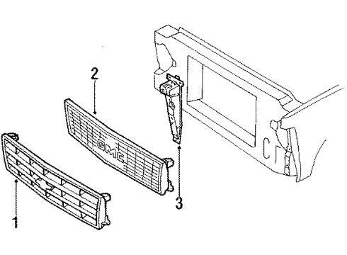 1989 Chevy S10 Pickup Radiator Grille Bowtie Emblem Diagram for 15638482