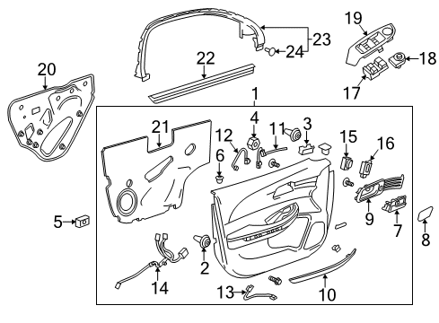 2013 Chevy Malibu Plate, Front Side Door Armrest Switch Mount *Dark Argt Metal Diagram for 22891082