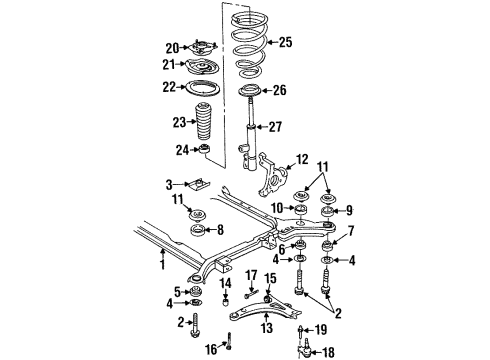 1996 Oldsmobile Aurora Insulator Assembly, Drivetrain & Front Suspension Frame *Black Diagram for 25757175