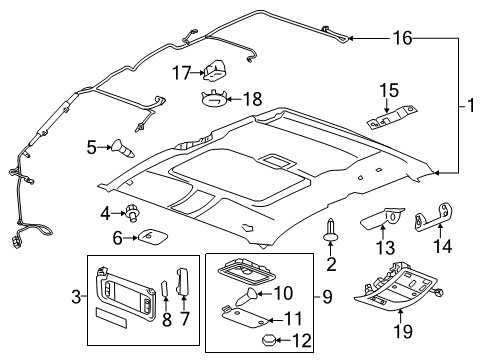 2011 Chevy Silverado 1500 Lamp Assembly, Dome & Reading *Opel Gray Diagram for 25850225