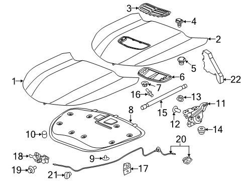 2020 Chevy Camaro Hood & Components Diagram