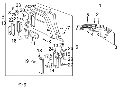 2004 Pontiac Aztek Guide Kit, Rear Seat Shoulder Belt *Black Diagram for 23225791