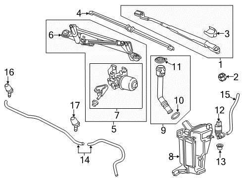 2020 Chevy Trax Arm Assembly, Windshield Wiper Diagram for 42429688