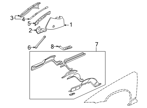 1997 Buick Century Structural Components & Rails Diagram