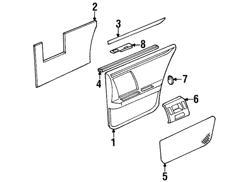 1994 Cadillac Seville Interior Trim - Rear Door Diagram