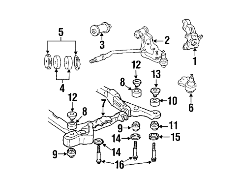 1994 Cadillac DeVille Front Suspension, Control Arm, Stabilizer Bar Diagram 1 - Thumbnail