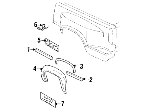 1992 GMC C2500 Exterior Trim - Pick Up Box Diagram 4 - Thumbnail