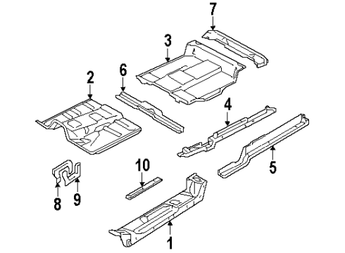 1997 GMC Yukon Floor & Rails Diagram 1 - Thumbnail