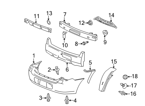 2006 Chevy Malibu Absorber, Rear Bumper Energy Diagram for 10380068