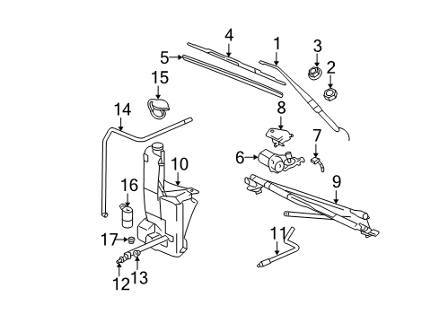 2007 Chevy Silverado 1500 Classic Wiper & Washer Components, Body Diagram 1 - Thumbnail