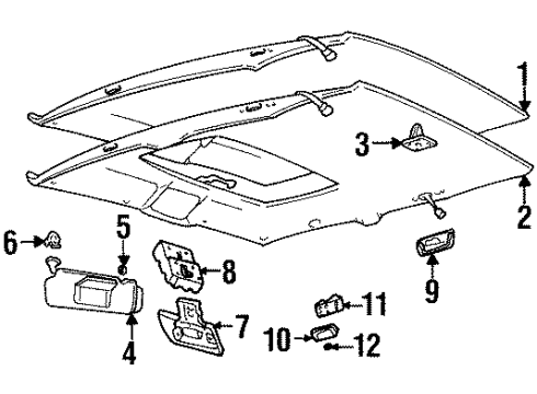 1992 Cadillac Eldorado BRACKET, Courtesy/Dome/Reading Lamp Diagram for 3635493