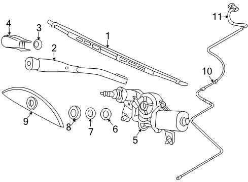 2009 Pontiac G3 Lift Gate - Wiper & Washer Components Diagram