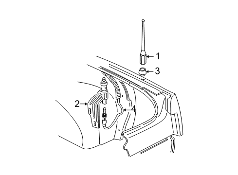 2000 Chevy Malibu Cable Asm,Radio Antenna Diagram for 15383103