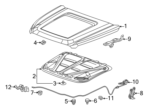 2020 GMC Yukon XL Hood & Components Diagram