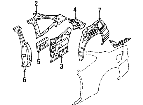 2000 Pontiac Grand Prix Inner Structure - Quarter Panel Diagram