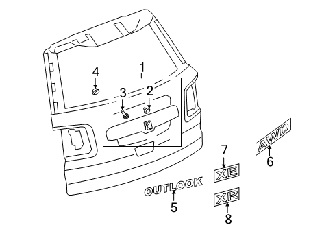 2009 Saturn Outlook Exterior Trim - Lift Gate Diagram