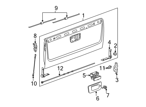 2013 GMC Sierra 3500 HD Tail Gate, Body Diagram 1 - Thumbnail