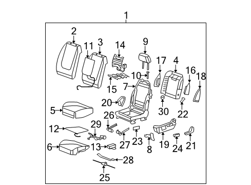 2008 Saturn Aura Restraint Assembly, P&Driver Seat Head *Ebony Diagram for 25872765