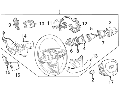 2024 Chevy Trax Steering Wheel & Trim Diagram 1 - Thumbnail