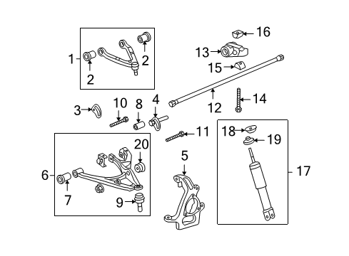 2010 Hummer H3T Front Suspension Components Diagram 1 - Thumbnail